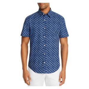NWT The Mens store Mens Blue Patterned Button Down Casual Shirt S